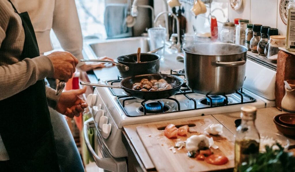 Cooking at home for dinner