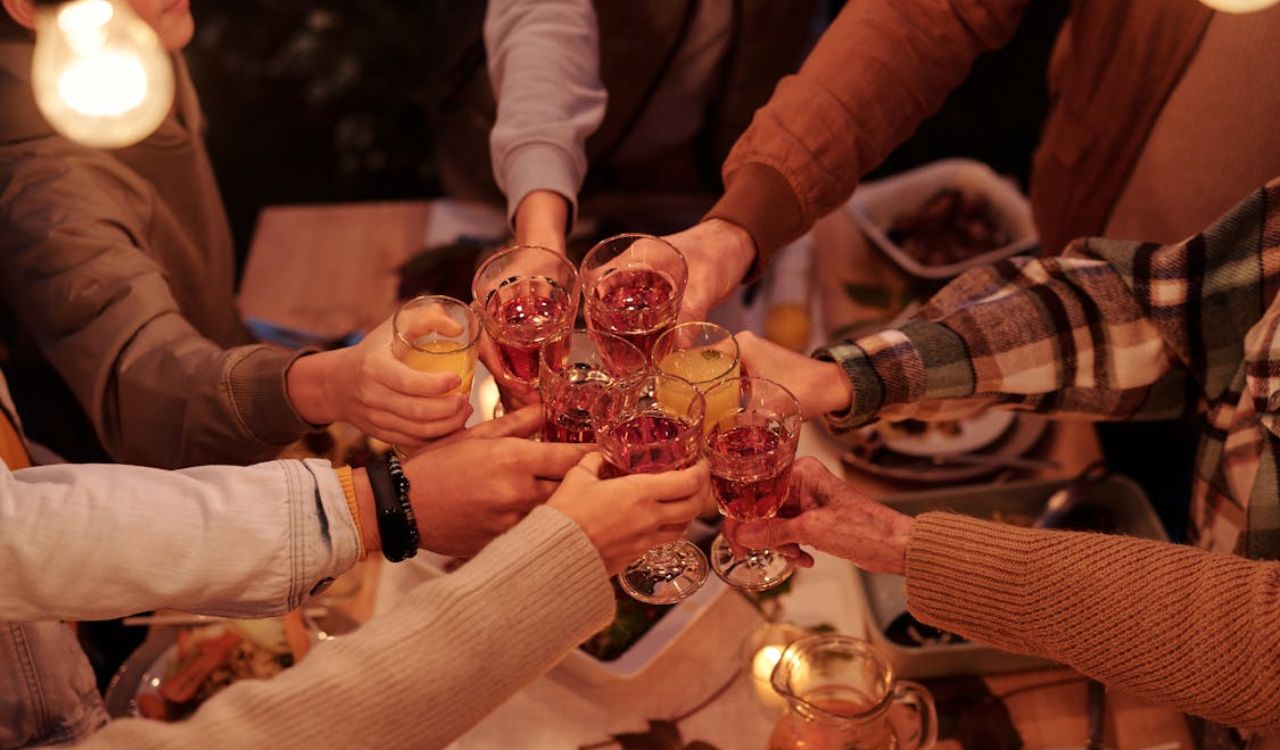 Friends toasting glasses