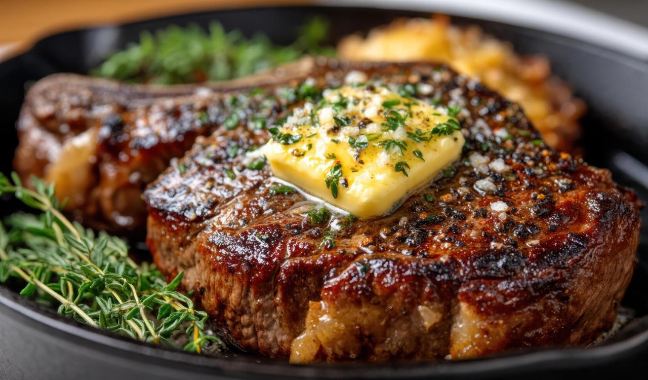 Garlic butter on steak