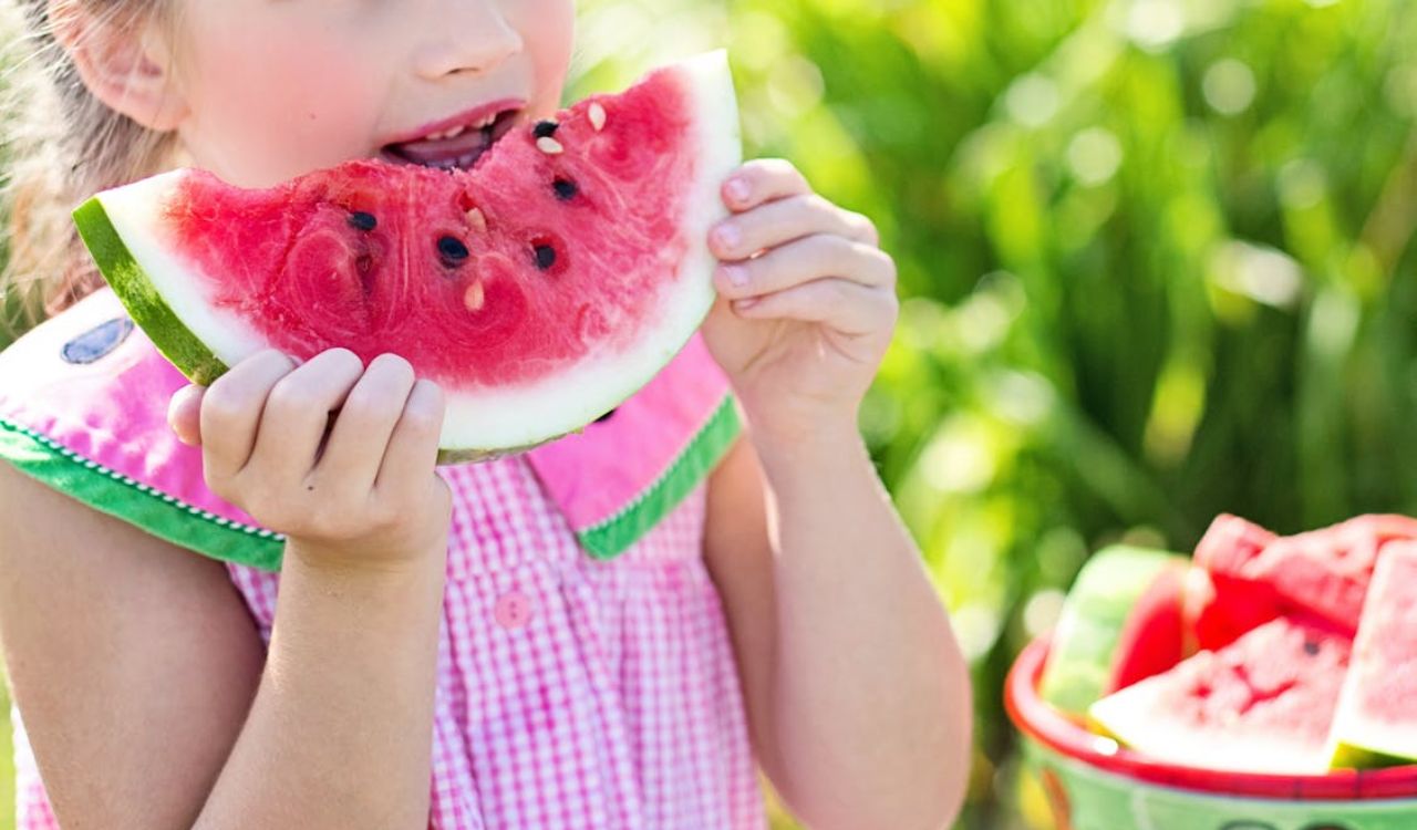 Girl eating watermelon