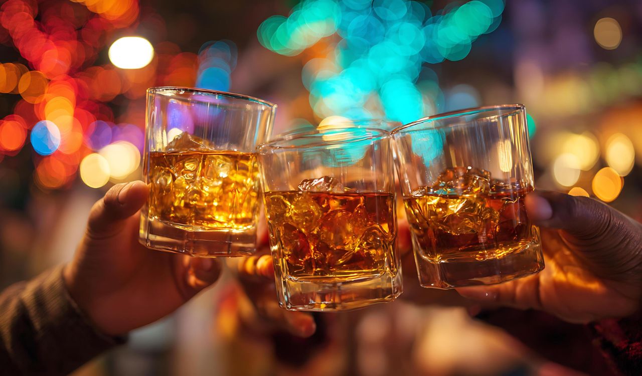 Glasses of bourbon