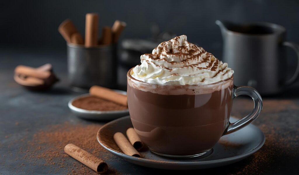 Hot Chocolate with Cinnamon and Whipped Cream