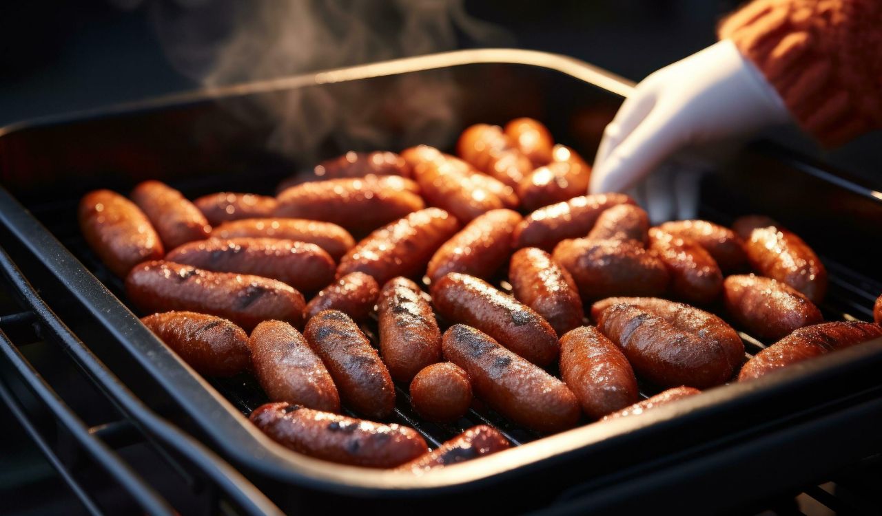 Hotdogs in a tray