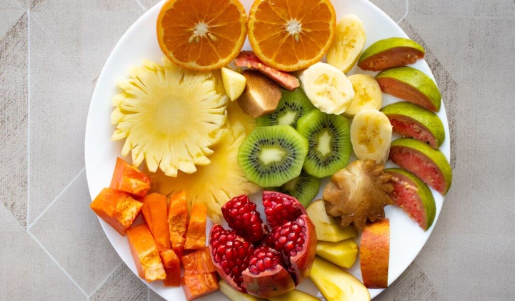 Mixed fruits on plate
