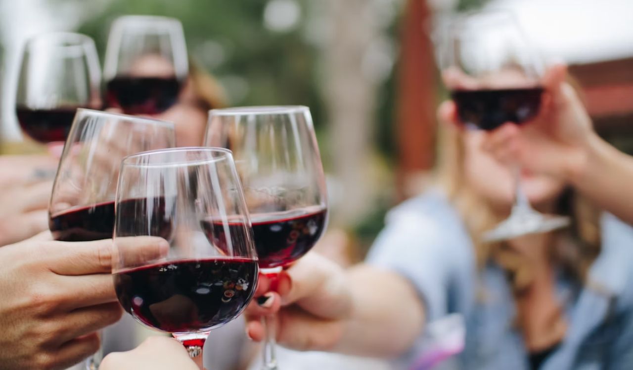 People drinking wine