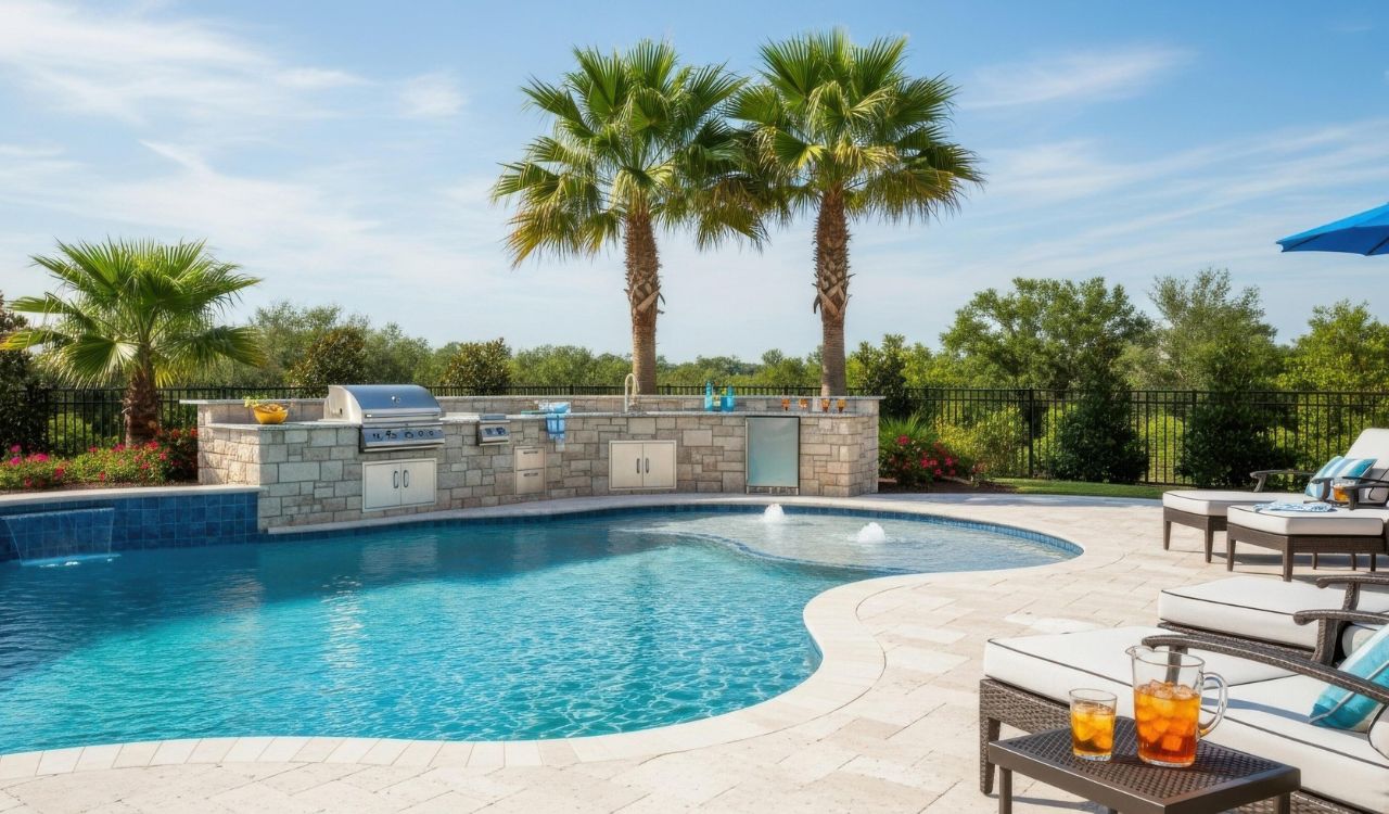 Poolside kitchen island