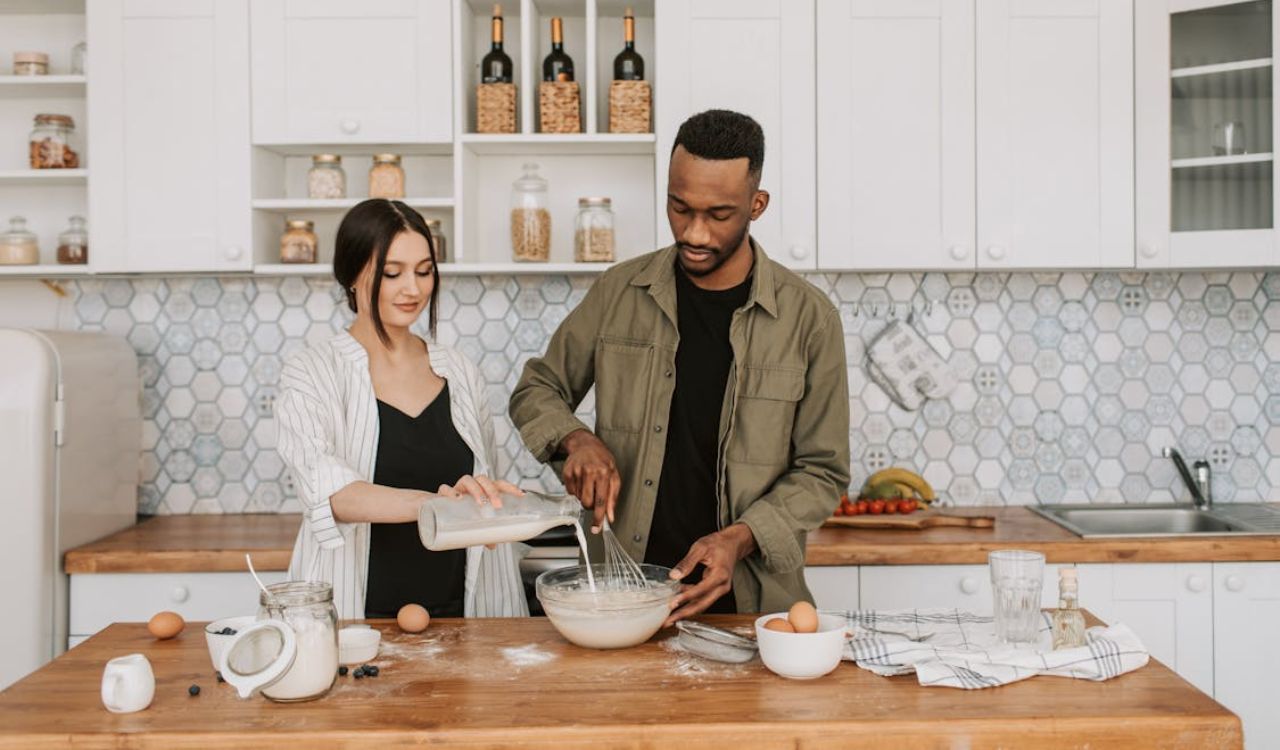 Pouring milk