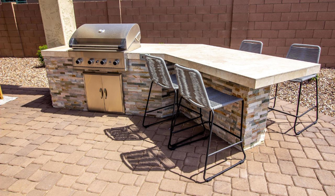 Stone kitchen island