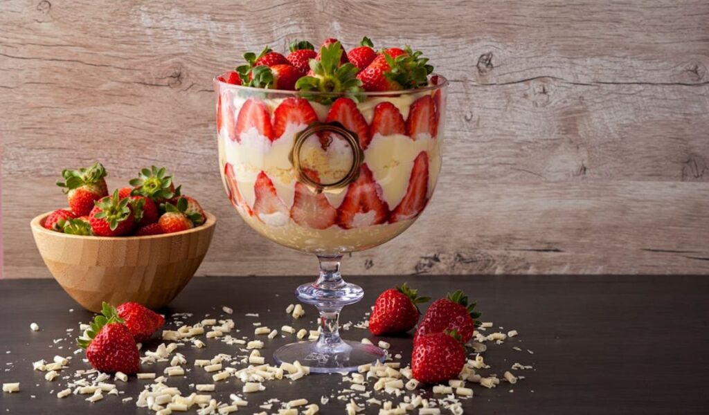 Strawberry shortcake trifle