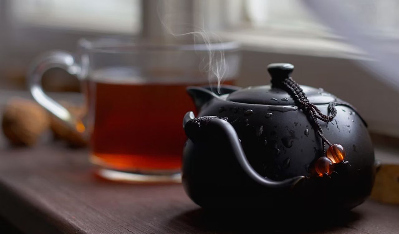 Teapot and cup of tea