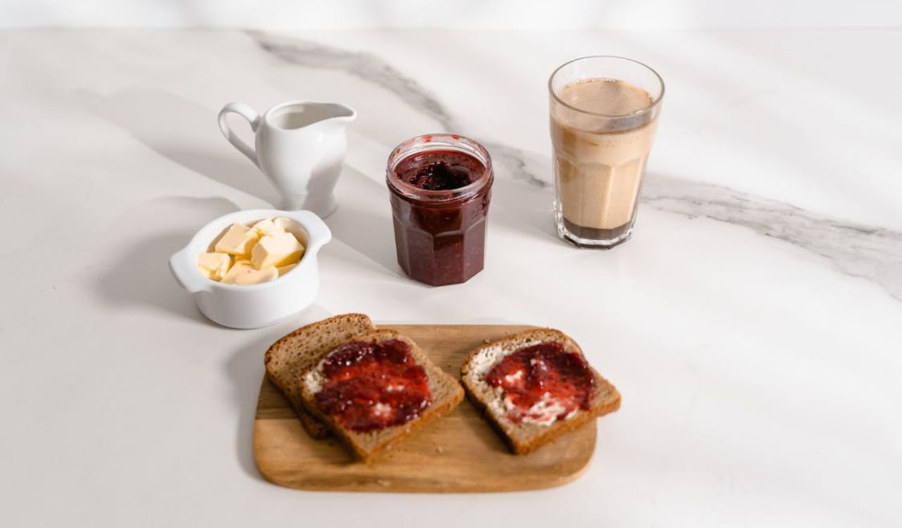 Toast with jam and butter