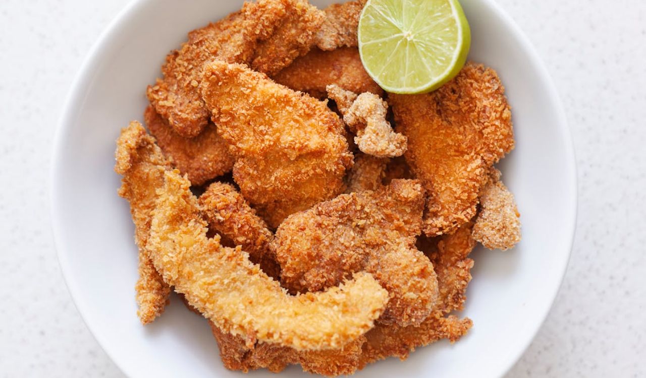 Tortilla chip crusted chicken