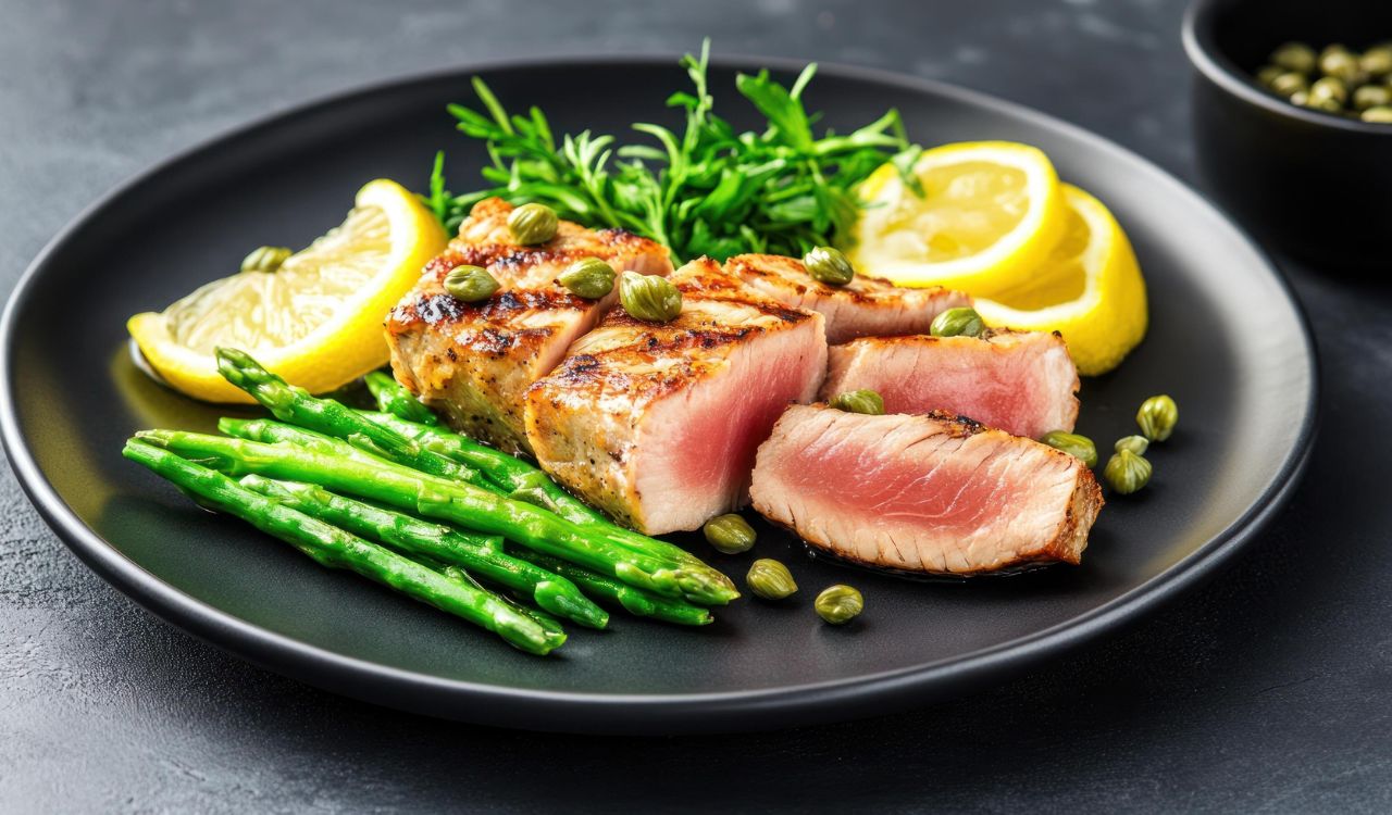 Tuna steak with vegetables