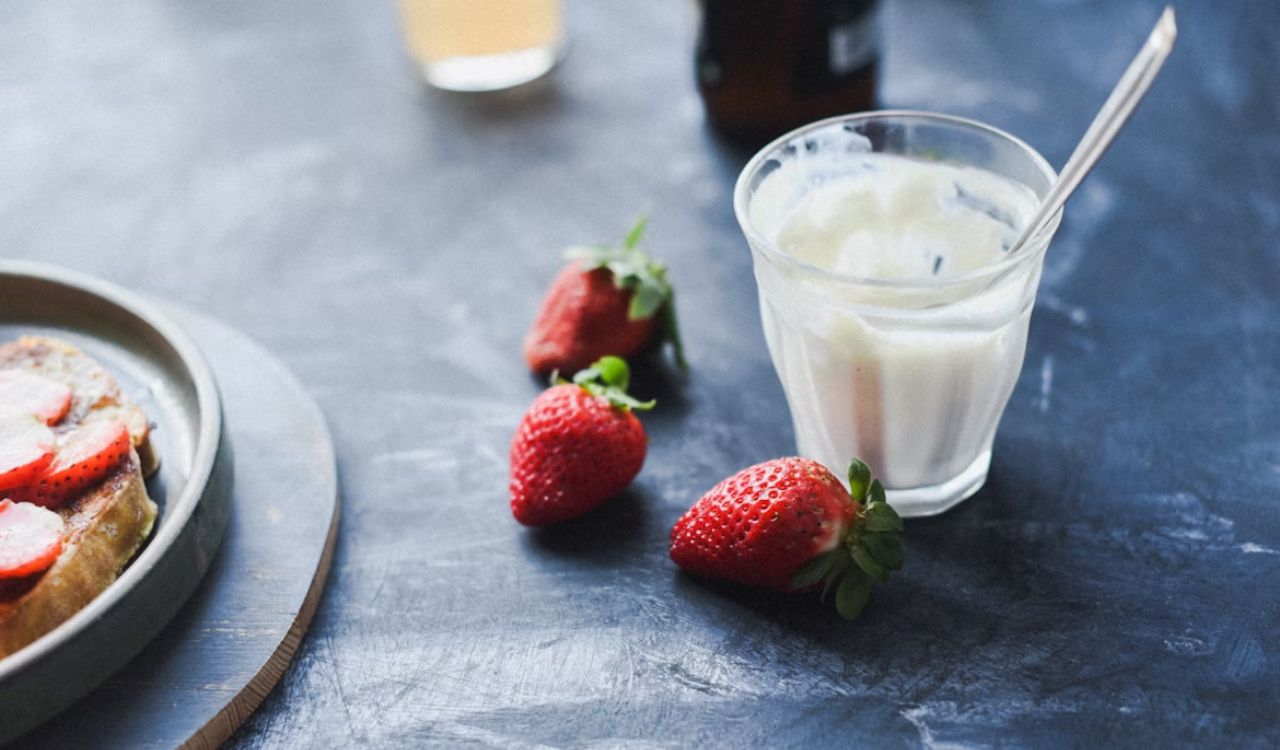 Yogurt cup with strawberries