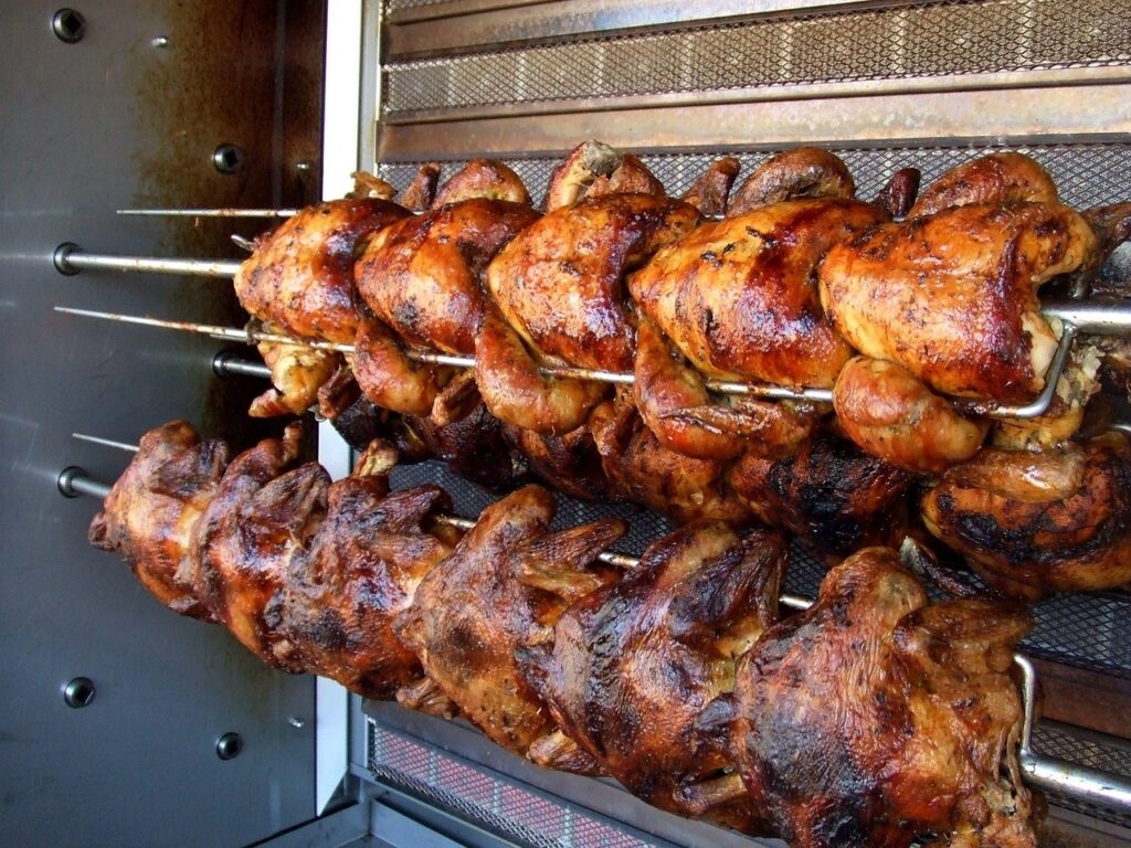 Rotisserie Chicken being cooked