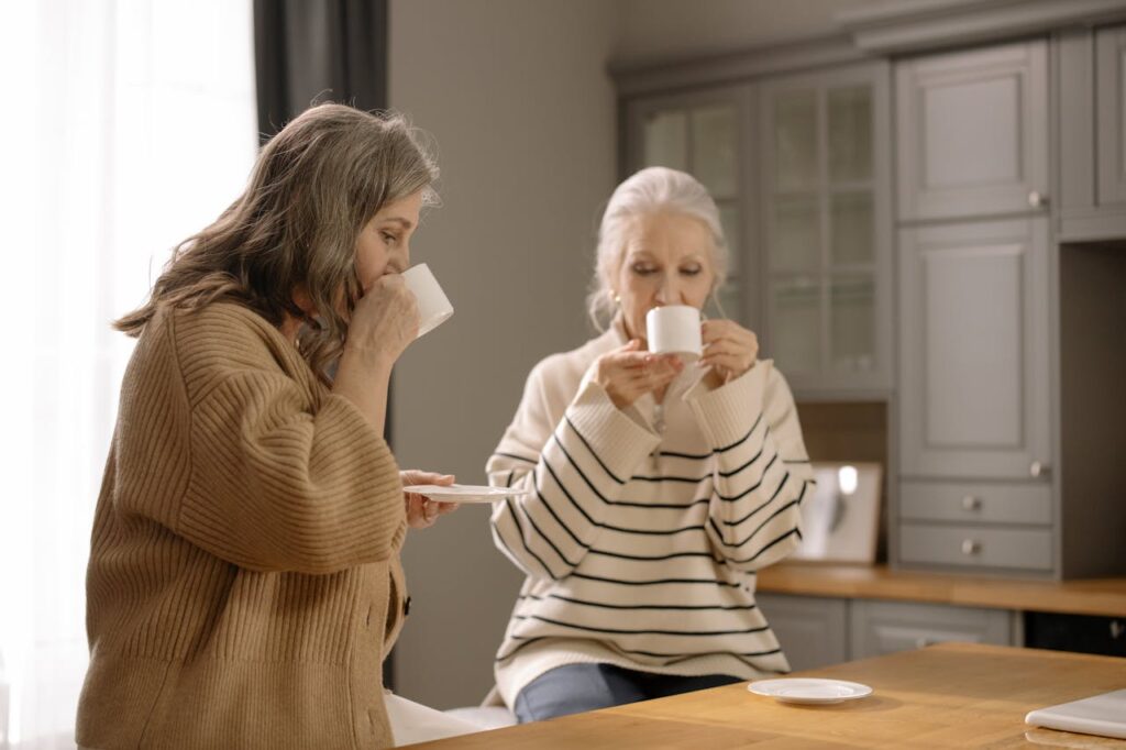 drinking tea with friends
