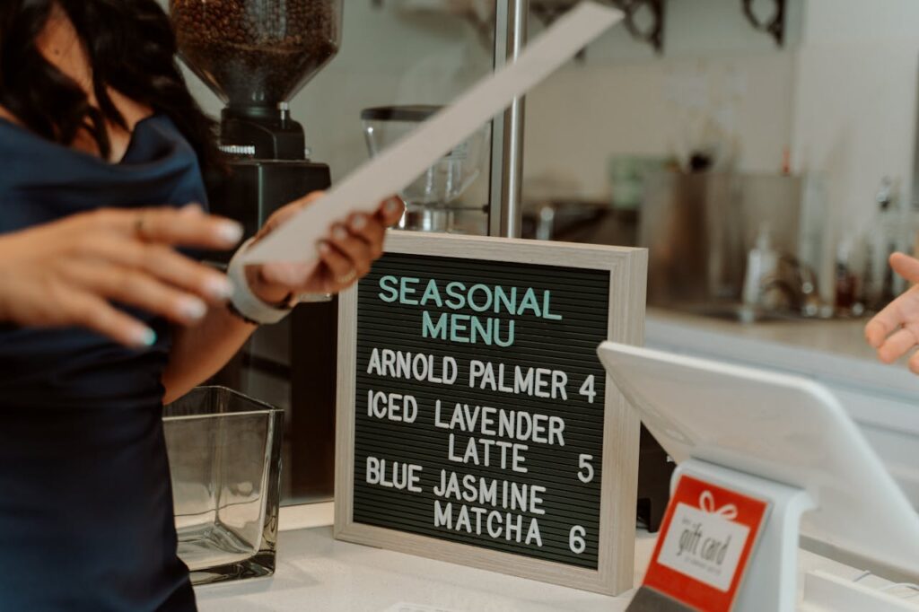 Seasonal menu board featuring a recurring special item