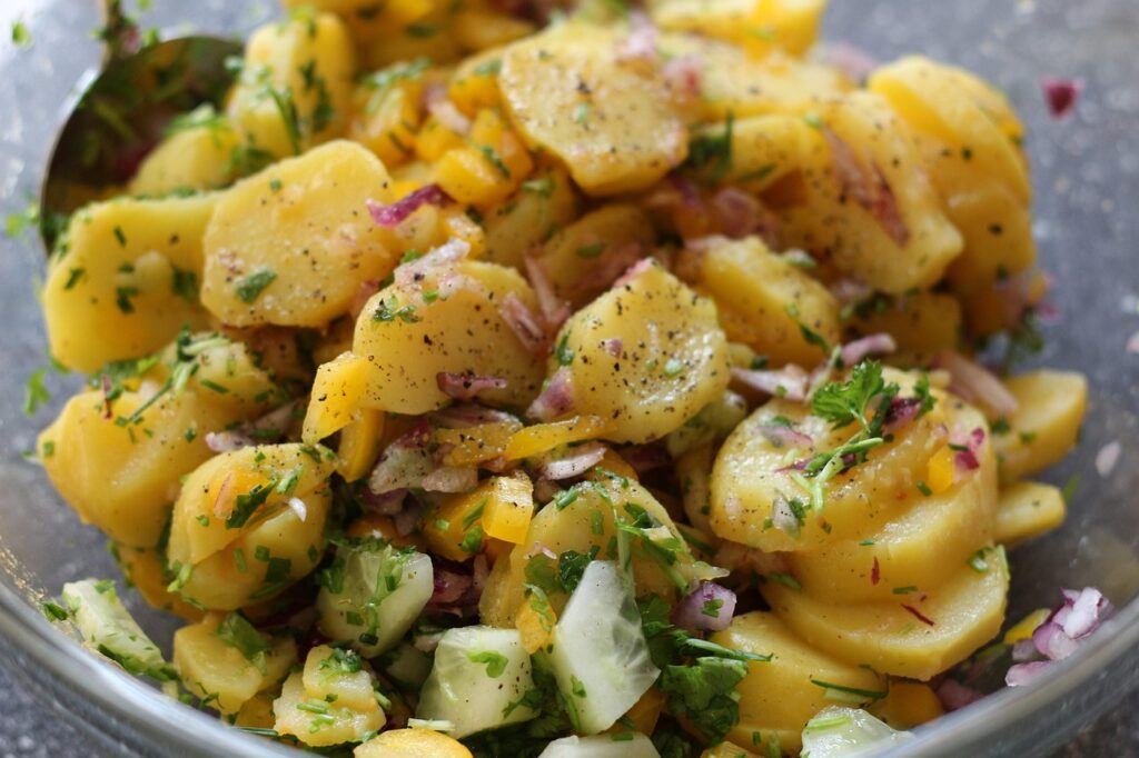 Warm Yukon Potato Salad with Mustard Dressing