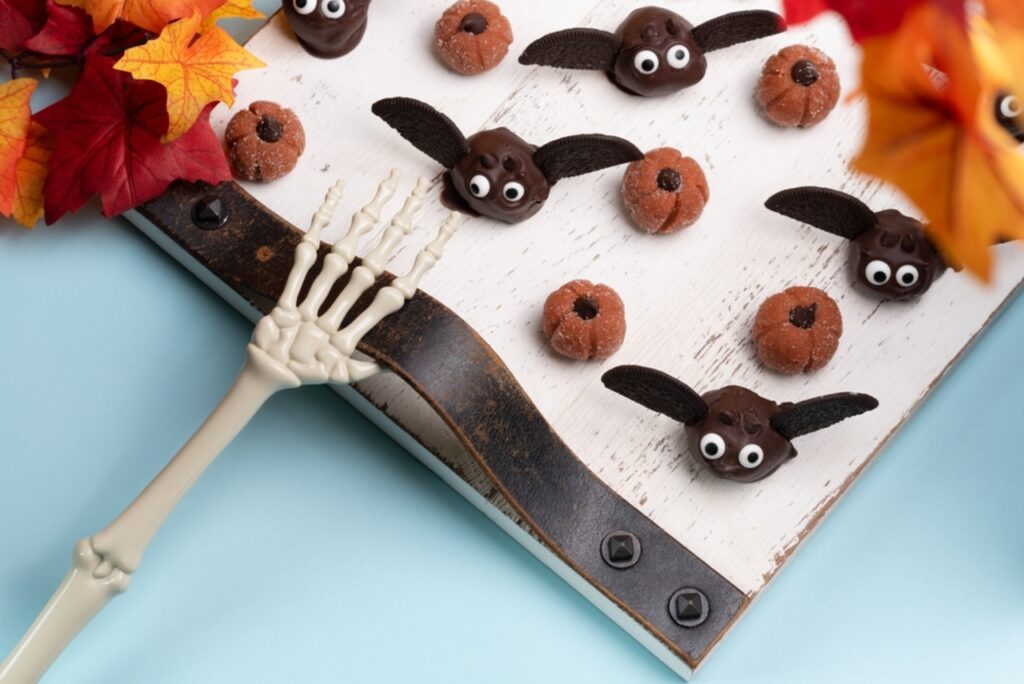 Bat-shaped cheese crackers