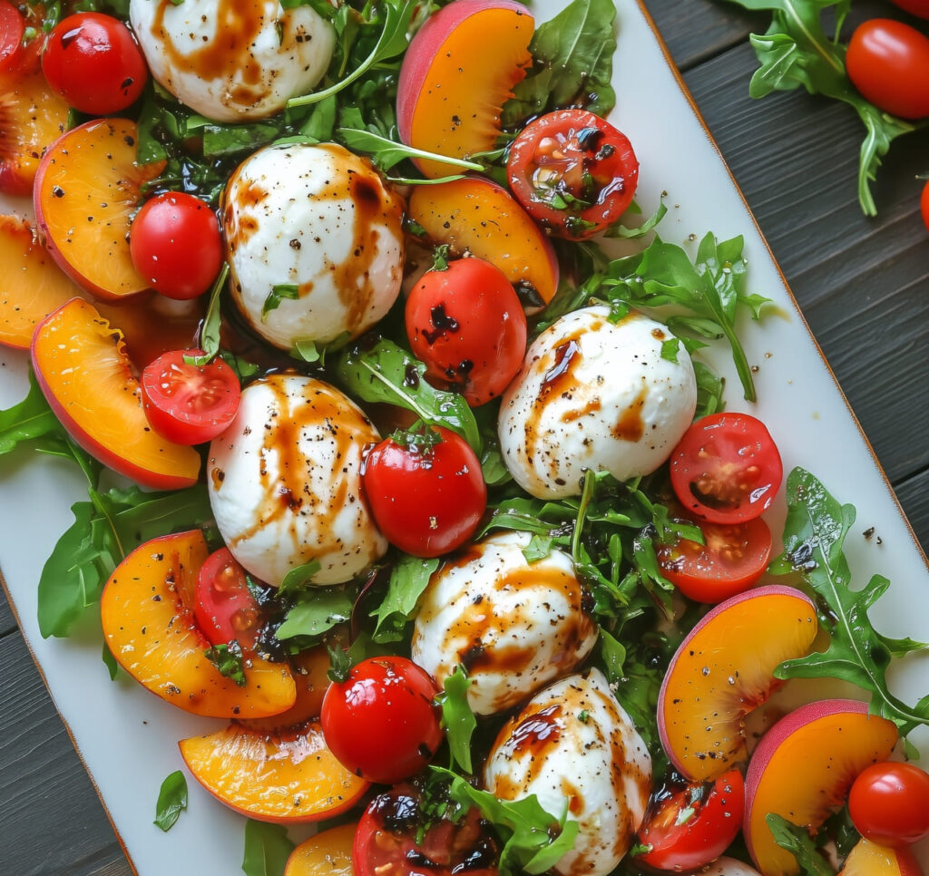 Peach and Burrata Caprese Salad