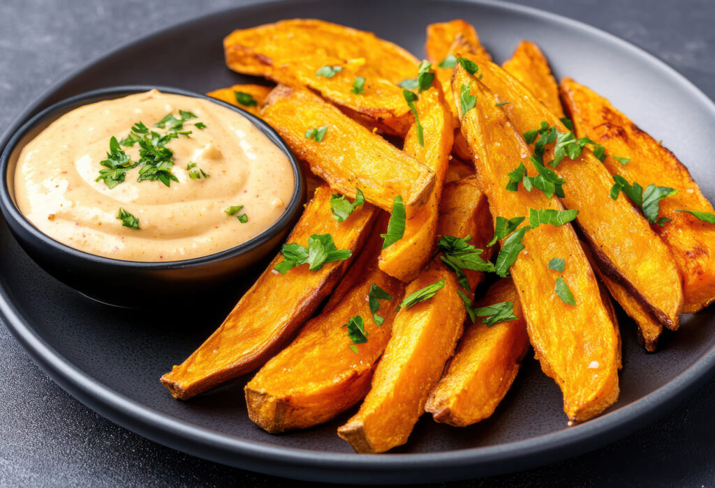 Sweet Potato Fries with Spicy Yogurt Dip