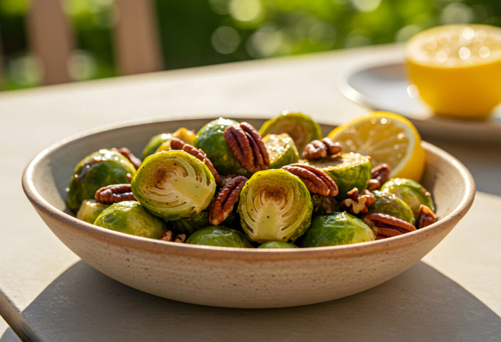 Roasted Brussels Sprouts with Pecans and Brown Butter