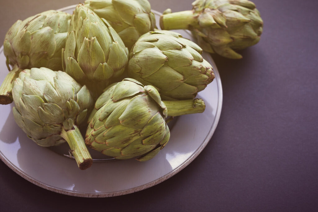 Fresh textured green artichoke flower