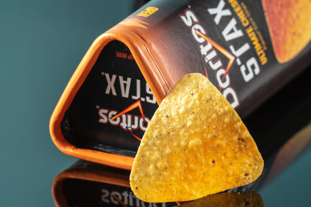 Doritos Stax Ultimate Cheese flavour tortilla chips.