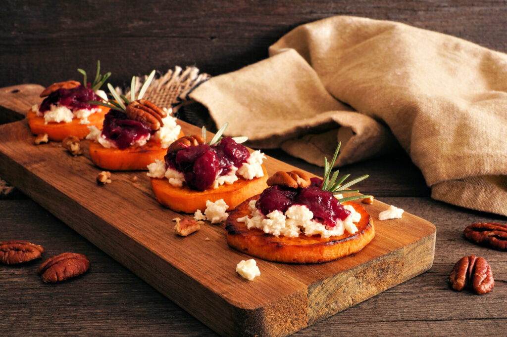 Roasted Sweet Potato Rounds with Feta