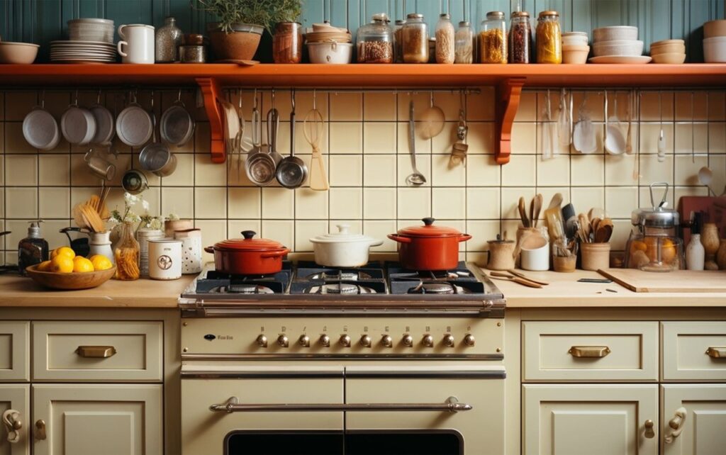 Old-style kitchen with traditional cookware