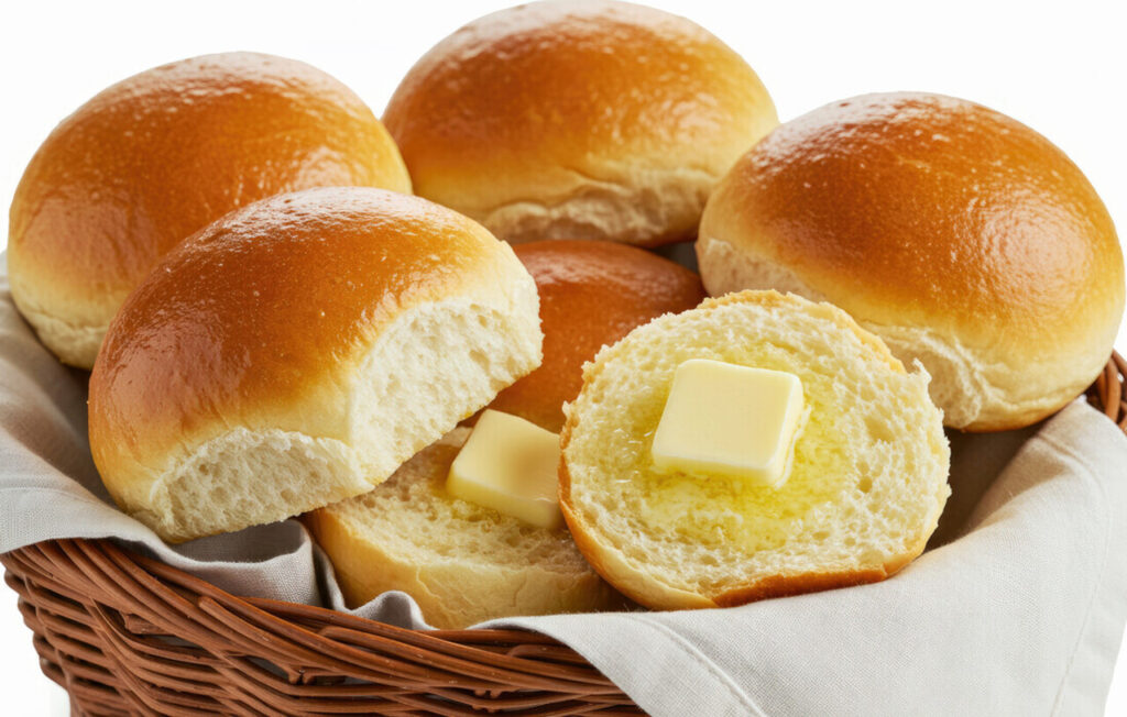 Warm Freshly Baked Dinner Rolls with Melting Butter