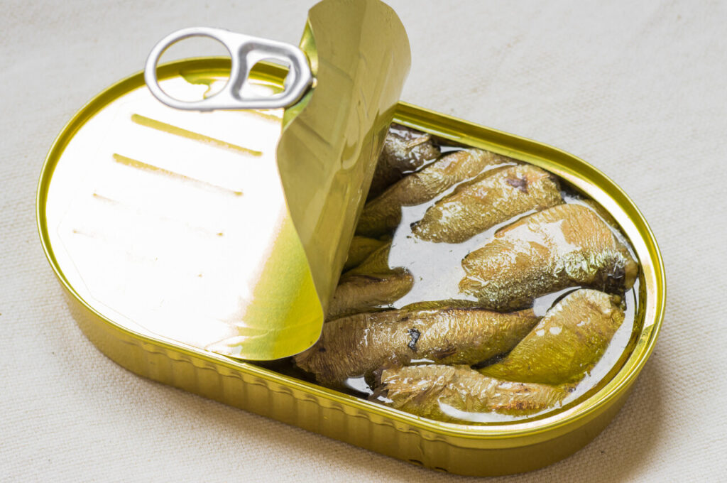 Tasty smoked fish, canned sardines in oil