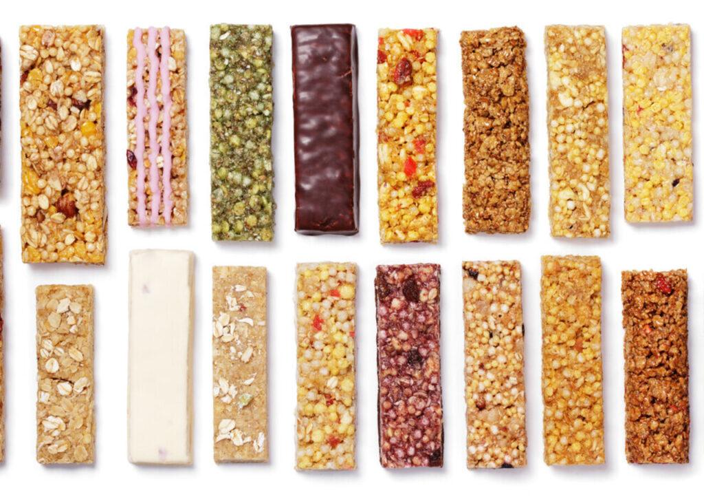 various healthy granola bars (muesli or cereal bar). Set of protein bar