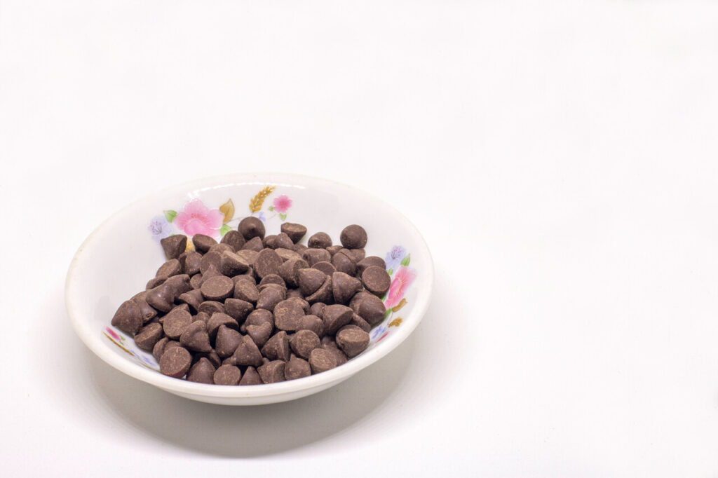 chocolate chips in a small bowl