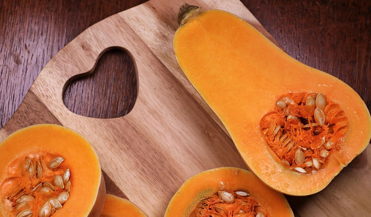 Butternut squash on chopping board