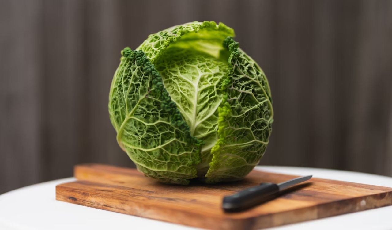 Cabbage on a chopping board