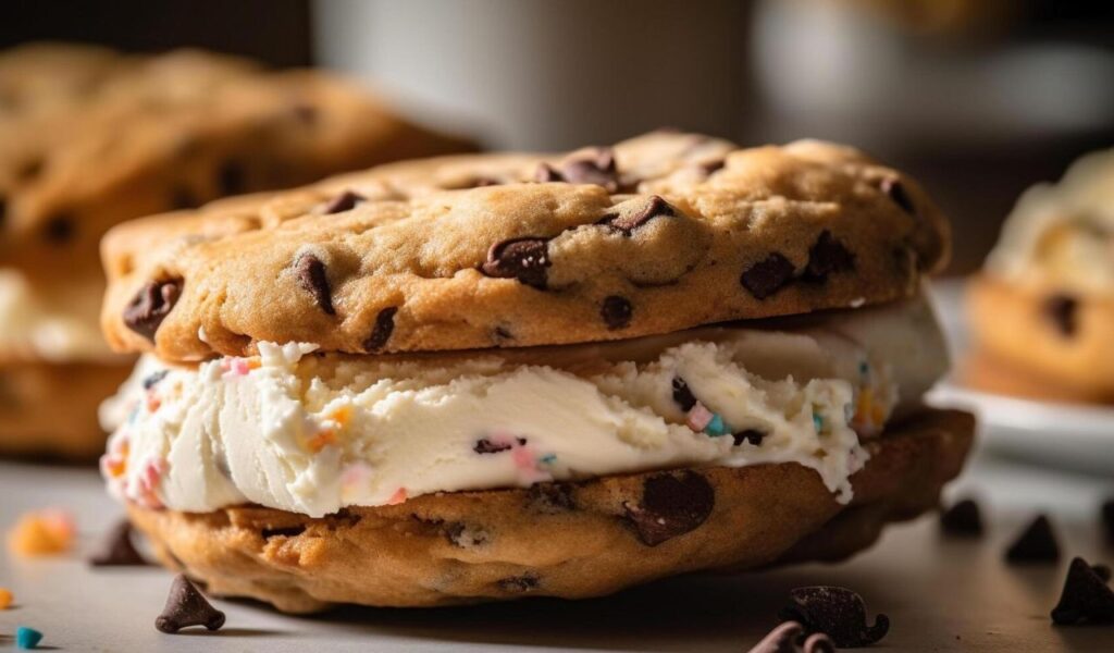 Cookie dough ice cream sandwich
