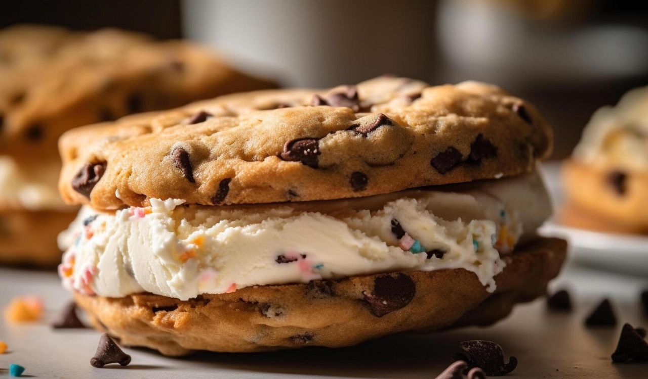 Cookie dough ice cream sandwich