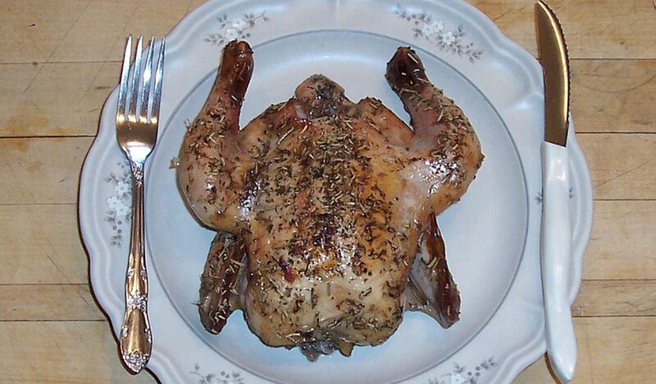 Cornish game hen with rosemary butter