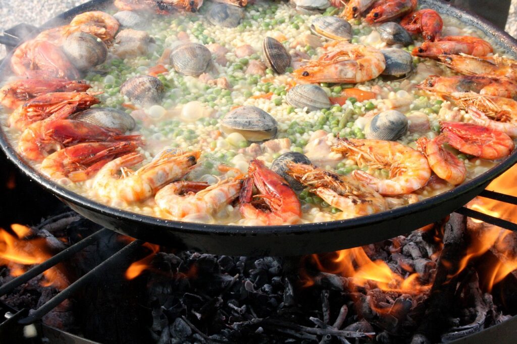 seafood paella with frozen shrimp