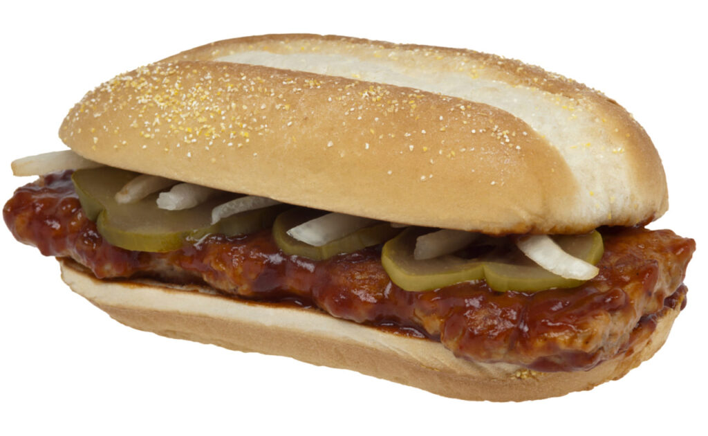 A McDonald's McRib sandwich