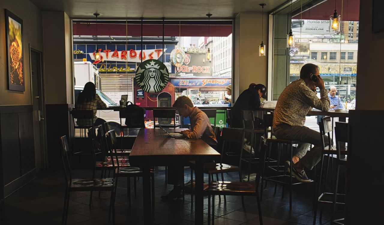 People inside Starbucks