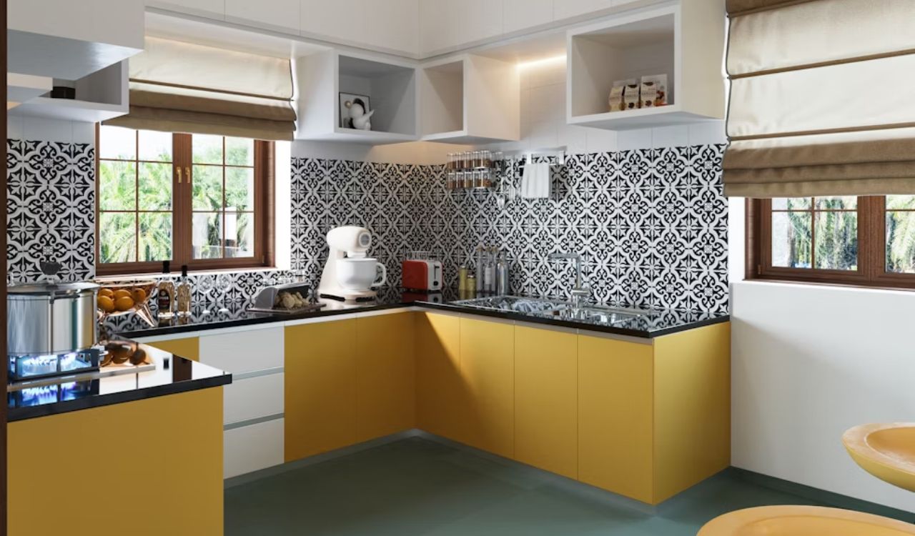 Retro kitchen geometric tiles