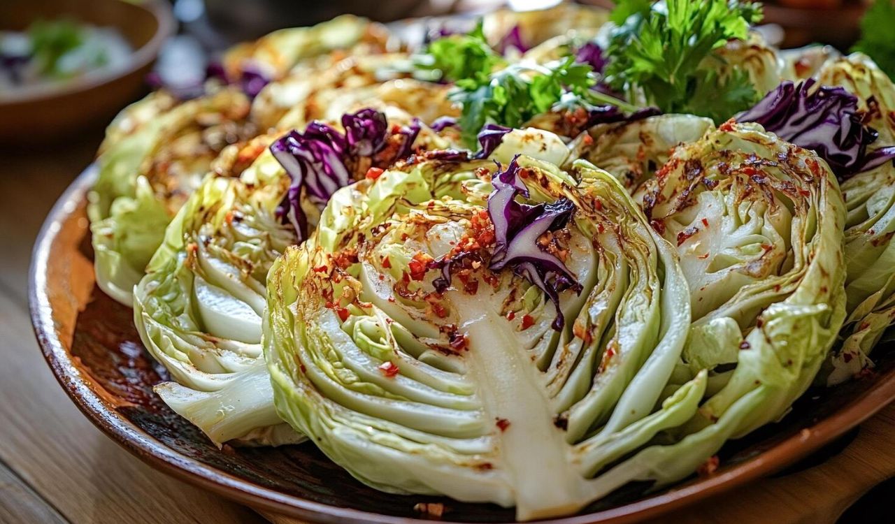 Roasted cabbages on a plate