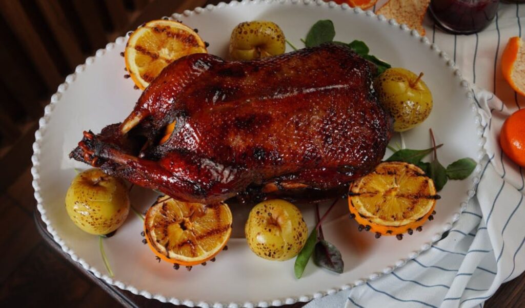 Roasted duck on a plate