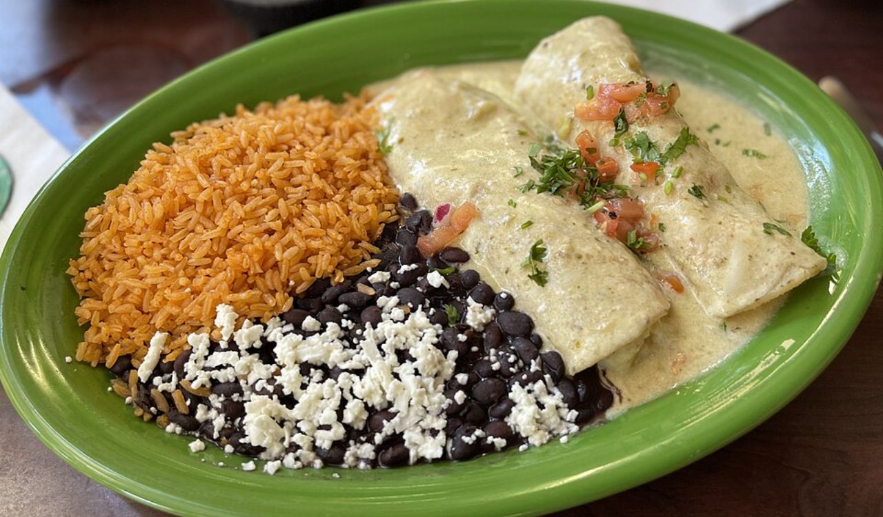 Seafood enchilada meal