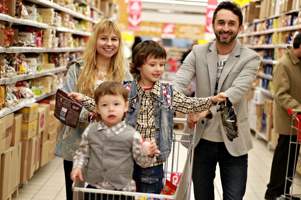 Family in Grocery Store