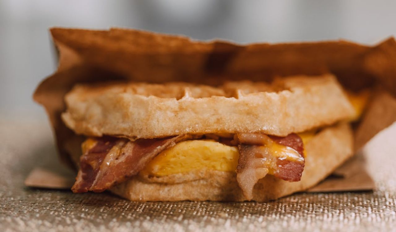 Waffle breakfast sandwich