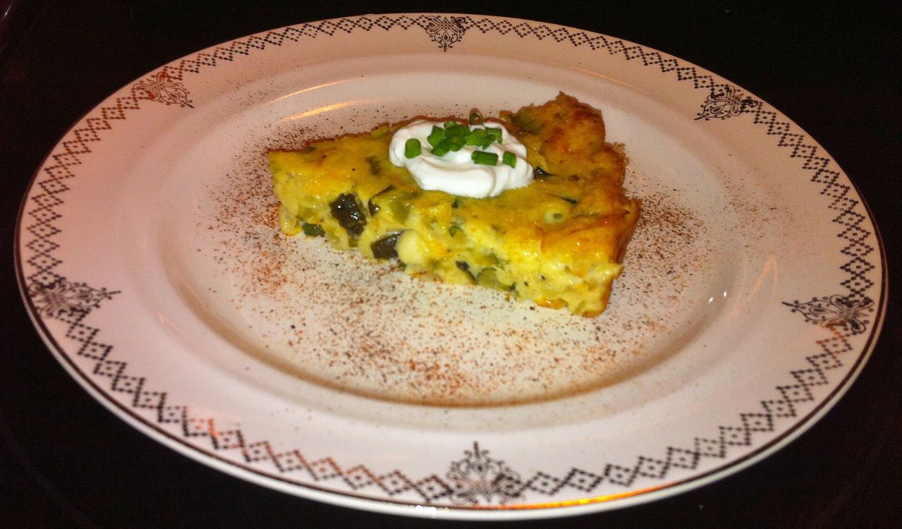 Yellow Squash and Roasted Poblano Quiche Slice