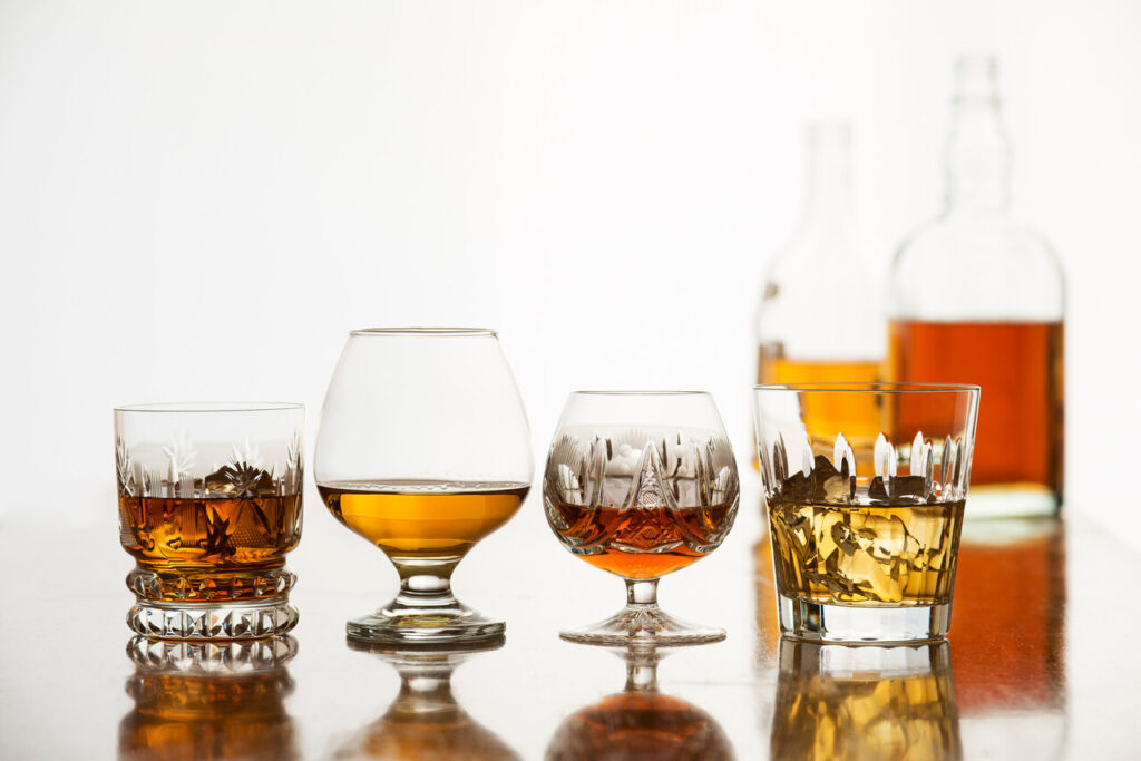 Whiskey, bourbon, glasses
